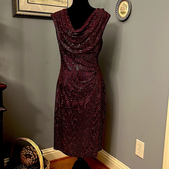 Hot Pink and Lavender Shimmer “Sequined” Gown - Picture 2 of 7